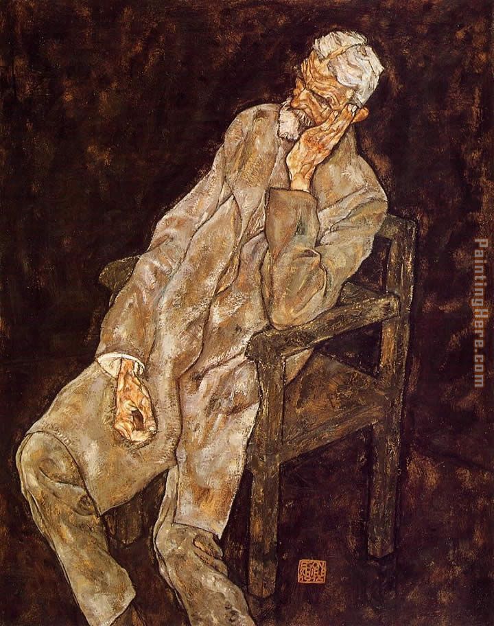 Portrait of an Old Man Johann Harms painting - Egon Schiele Portrait of an Old Man Johann Harms art painting